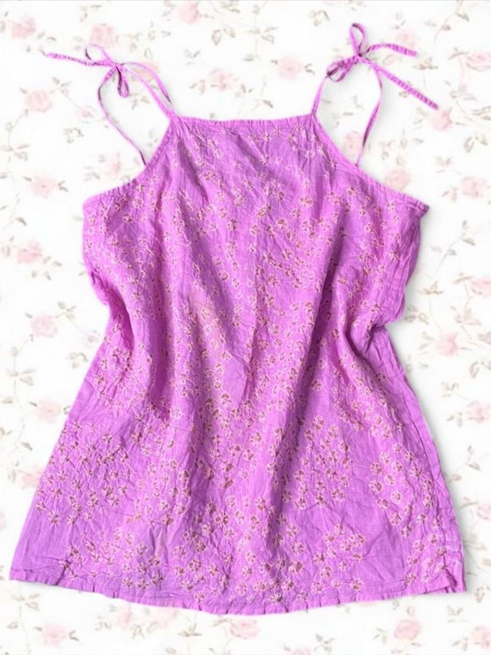Antik Batik 100% Cotton Pink Floral Tank Top - Sz. 12 youth Women’s S/M